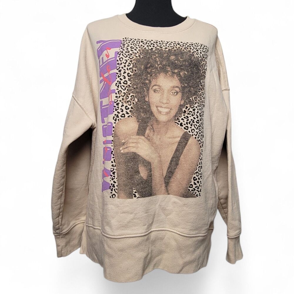 Whitney Houston Sweatshirt Large Oversized Retro Graphic Print Music Y2K 90s